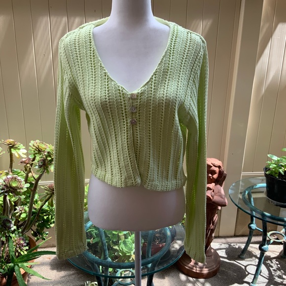 Lovely, Summery Lime Cardigan. Sz. M. 100% Cotton. - Picture 4 of 10